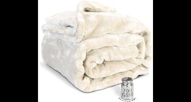 Plaid Silke 150x200cm - Extra dik - Zwaar plaid - Super zacht - Fleece plaid - Dove White