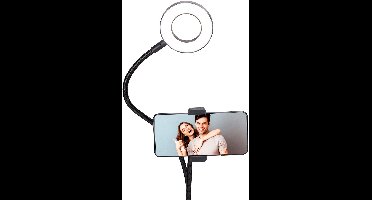 Grundig Ringlamp met Telefoonhouder - Ringlight met Tafelklem - Ø9cm Ringlicht met 24 LED's - 3 Lichtstanden en 9 Helderheidsniveaus - USB Voeding - Flexibele Armen - Voor Selfies en Video's