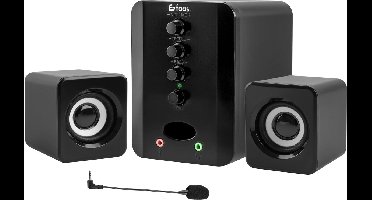 PC Speakers - Met Bluetooth 5.0 - Computer Speakers - Speakers voor PC - USB-C en USB-A - Complete 3-Delige Set - Speakerset - Zwart en Blauw - Faas