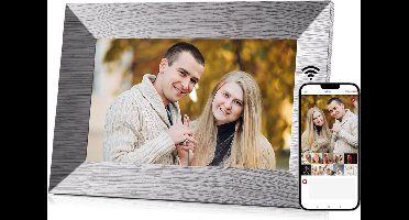 Digitale Fotolijst met Wifi - Fotolijsten - Frameo App - HD Kwaliteit - Witte houtnerf