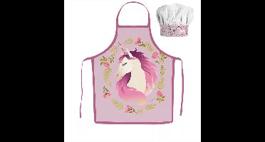 Unicorn Kinder Keukenset – 2-delig – Schort & Koksmuts – 100% Polyester – Keukenspeelgoed – Cadeau Meisje 3-8 Jaar