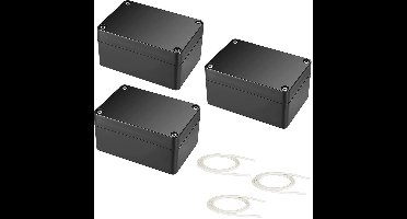 Allecto Plus - Aansluitdoos waterdicht IP66 zwart - 3 stuks - voor buiten - elektronische projectdoos - kunststof behuizing - 100 x 68 x 50 mm