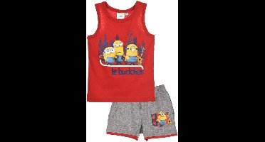 Minions - 2-delige Singlet-set - Model "Le Buddies" - Rood & Grijs - 98 cm - 3 jaar