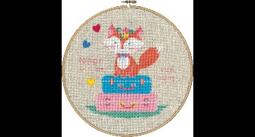 Vervaco - Telpakket kit - Geboorte - Vosje op reis - PN-0155354 - Borduren - Borduurpakket - Borduurpakket geboorte - Borduurpakket volwassenen