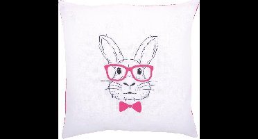 Borduurkussen kit Konijn met roze bril - Vervaco - PN-0155964
