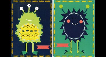 Vervaco - Borduurkaart kit - Ruimtemonsters set van 2 - PN-0157037 - Borduren - Borduurpakket - Borduurpakket kind