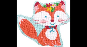 Vervaco - Kruissteekvormkussen kit - Vosje met bloemetjes - PN-0155337 - Borduren - Borduurpakket - Borduurpakket volwassenen - Borduurpakket kind