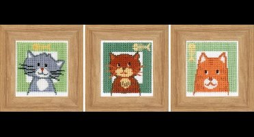 Miniatuur kit Poezen set van 3 - Vervaco - PN-0154085