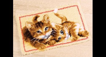 Vervaco - Knooptapijt kit - Spelende poezen - PN-0145610 - Borduren - Borduurpakket - Borduurpakket volwassenen - Borduurpakket kind