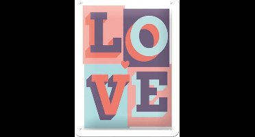 Love Embossed Reliëf Metalen Bord  15 x 20 cm