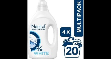 Neutral 0% Parfumvrije Wasmiddel Wit 4 x 1 Liter Voordeelverpakking