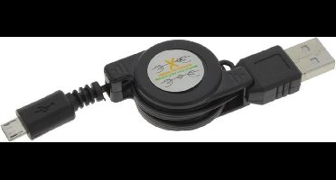 Q-Link kabelroller USB naar Micro USB 0.75 m zwart