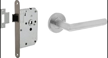 Intersteel Deurbeslag set loopslot rvs + deurkruk Hoek 90° rvs