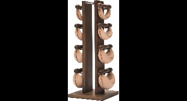 NOHRD Swing Toren Walnoot 2,4,6,8kg - Natuur – Complete Set met 4 Paar Halters – Echt Leder – Houten Wandhouder