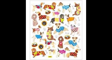 Stickers Honden - Stickervel Met Honden Thema - Zelfklevende Stickers Voor Dierenliefhebbers, Scrapbooking & Kaarten - 15x16,5 cm - 1 Vel