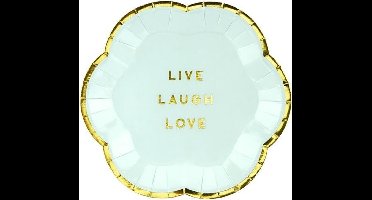 Partydeco - Kleine borden blauw met gouden randje (6 stuks)