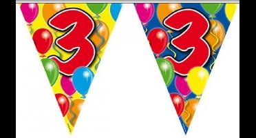 3x Leeftijd versiering vlaggenlijnen / vlaggetjes / slingers 3 jaar geworden thema 10 meter