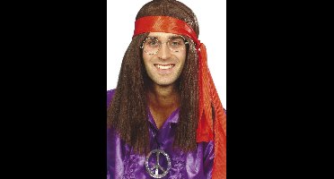 Hippie/Sixties Flower Power - Peace teken verkleed ketting - Carnaval sieraden - kunststof