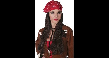 Max Bersinger 815-30-341, Feestkleding pruik, Volwassene, Vrouw, Bruin, Rood