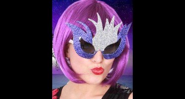 Fantasie bril glitterzilver/paars