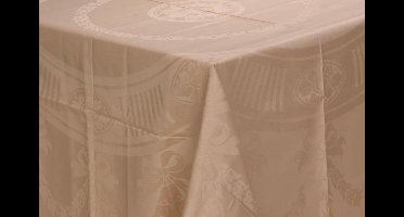 Damast Tafelkleed Beige 250x160cm Nero De Witte Lietaer