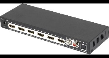 SpeaKa Professional 4 poorten HDMI-splitter Met audiopoorten, Met afstandsbediening 3840 x 2160 Pixel Zwart