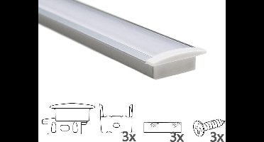 Led strip profiel inbouw Laag model - compleet inclusief afdekkap 1 meter 7 mm - Led profiel inbouw - Wit
