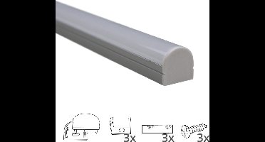 Ledstrip profiel opbouw - Breed model - Compleet inclusief ronde afdekkap 1 meter - Led profiel wit