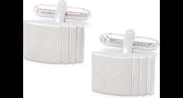 Manchetknopen - Rechthoek Zilver met Drie Verticale Strepen