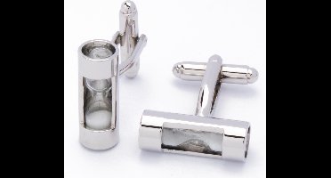 Manchetknopen - Zandloper met Glas Zilver