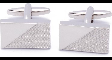 Manchetknopen - Zilver met Diagonaal Effen en Patroon