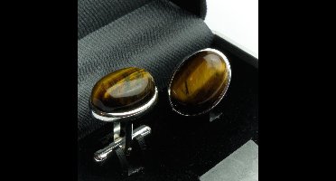 Manchetknopen - Echt 925 Zilver Tijgeroog