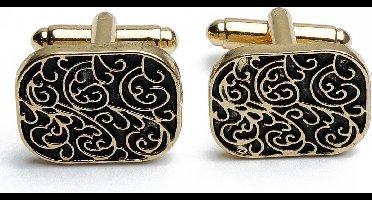 Manchetknopen - Goud en Zwart met Fijne Lijnen