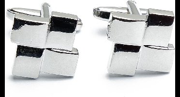 Manchetknopen - Vier Blokken Zilver Vierkant