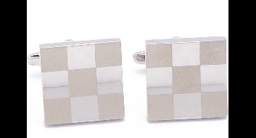 Manchetknopen - Zilver Vierkant Gebogen met 9 Vakken