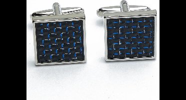 Manchetknopen - Blauwe Glans Zwart Vierkant