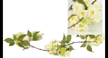 Prunus kunstbloemen kunsttak / String - Wit - 180 cm