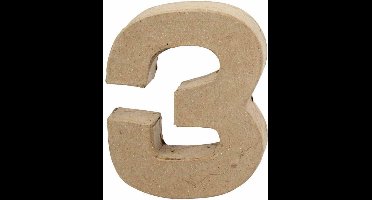 Creative Cijfer 3 Papier-mâché 10 X 8 Cm