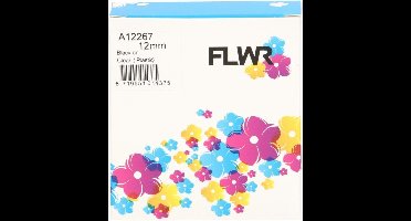FLWR - Printetiket / 12267 / Zwart op Transparant - geschikt voor Dymo