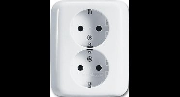 Busch-Jaeger Wandcontactdoos dubbel met aarde inbouw wit