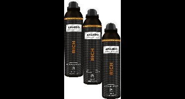 Amando Rich Shower Foam - Doucheschuim - 3 x 200 ml Voordeelverpakking