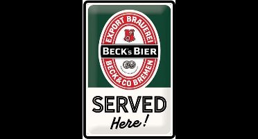 Beck's Bier Served Here Metalen Bord - 20 x 30 cm