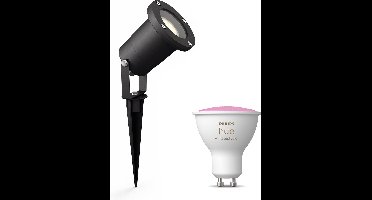 Philips Hue Puled Tuinspot (Zwart) - GU10 - Wit en Gekleurd Licht - Tuinverlichting - Hue White and Color Ambiance