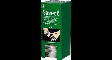 Savett wondreinigingsdoekjes | Desinfectie - Wonddesinfectie | Reiniging - Wond - Steriel - EHBO | 40stuks dispenser.