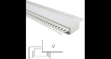 1,5 meter led profiel - Stucprofiel breed - Profiel voor led strips - Aluminium - Wit - Led strip profiel