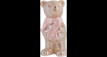 Beer staand - Parel roze - 7,5x8H15,7cm - aardewerk