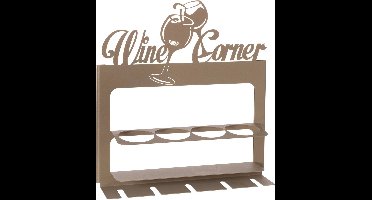 Arti e Mestieri - wijnrek - wand - wine corner - 4 flessen - 5 glazen - ijzer - beige