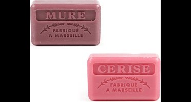 Savon de marseille cadeauset Bramen + Kers zoete geuren 2x 125 gram
