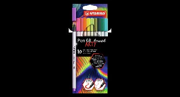 STABILO Pen 68 Brush - Premium Brush Viltstift - Met Flexibele Penseelpunt - ARTY Etui Met 10 Verschillende Kleuren