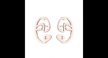 Gading® Oorknopjes - RVS dames Oorknoppen met  Picasso gezicht- 7mm 12mm -rosegouden